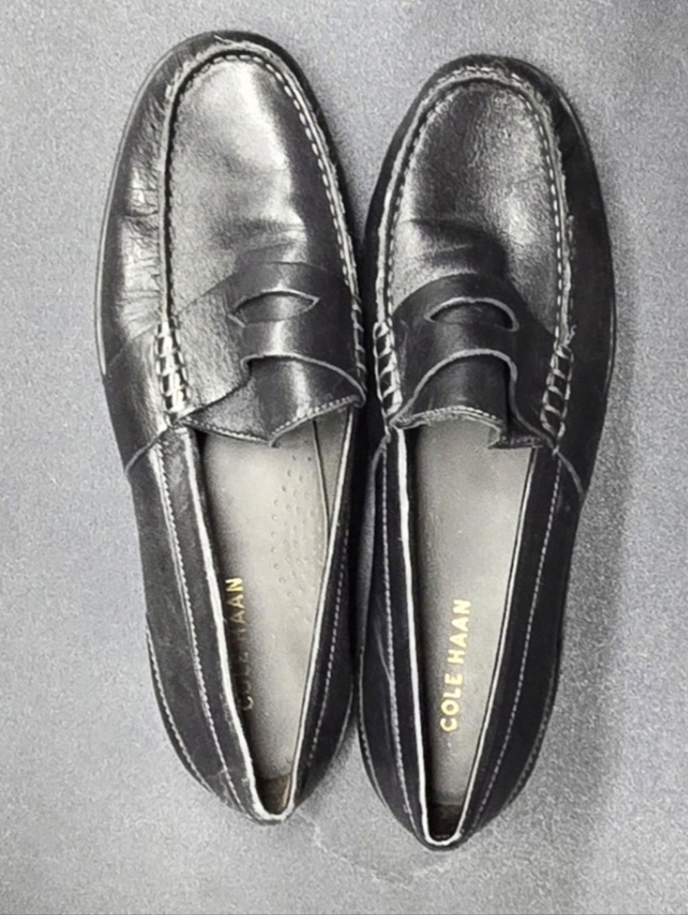 Cole Haan Women's  Black Leather Slip-On Penny Loafers